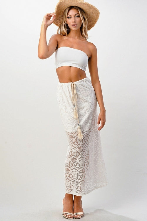 Lace Maxi Skirt With Cotton-Core Bow